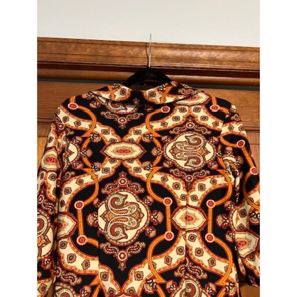 Jude Connally Paisley Print Shift Dress Brown Orange Half Sleeve Southern Size M - Picture 9 of 10